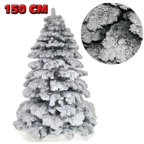 Albero Di Natale 150cm Abete Snow Con Effetto Innevato Bianco Base A Croce