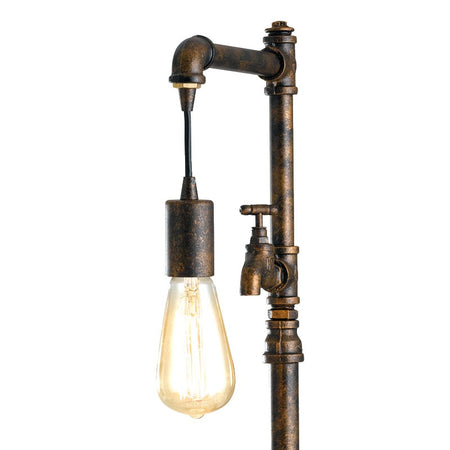 Lampada da Tavolo Rustica Rubinetto Metallo Invecchiato Vintage E27