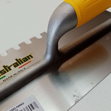 Australian 28x12cm dente 10x10mm destro frattone frattazzo dentato in ferro per colla