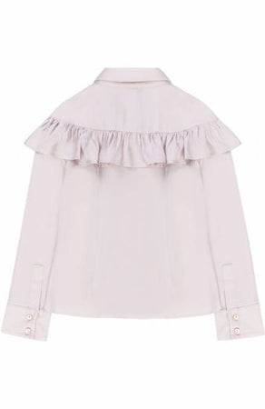 Blusa Bambina con balza e spilla decorativa Monnalisa 110300F2