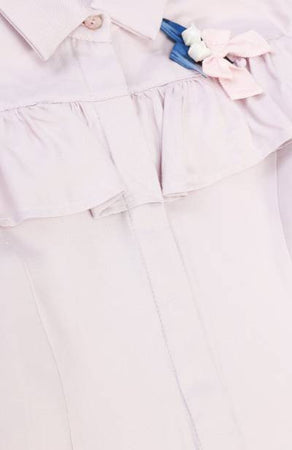 Blusa Bambina con balza e spilla decorativa Monnalisa 110300F2