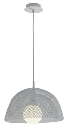 Lampadario Sospensione Moderna Rete in Metallo Bianco Interni E27