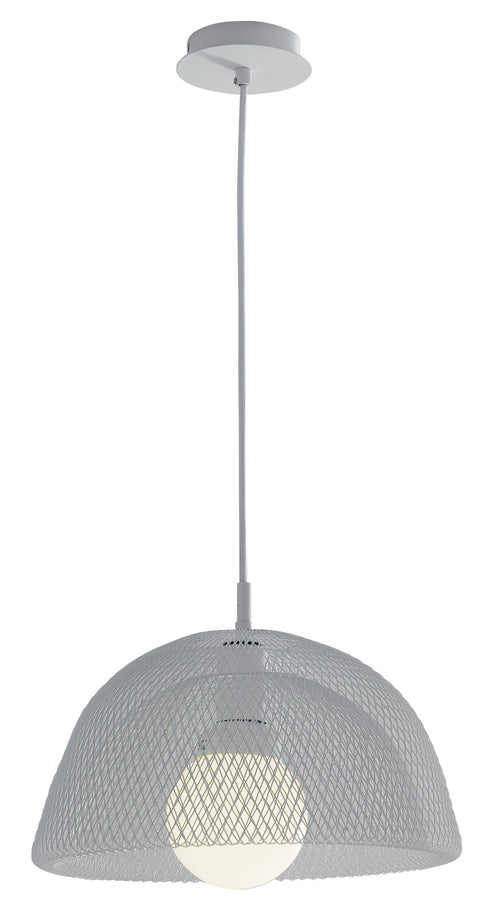 Lampadario Sospensione Moderna Rete in Metallo Bianco Interni E27