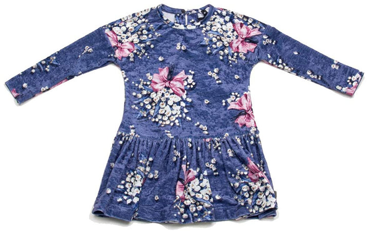 Monnalisa Abito Bambina in Velluto con Mughetti