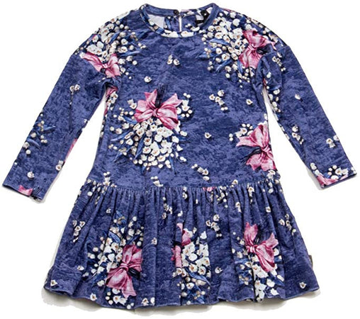 Monnalisa Abito Bambina in Velluto con Mughetti