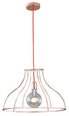 Lampadario Sospensione Minimal Cavo Rosso Metallo Oro Rosa Moderno E27