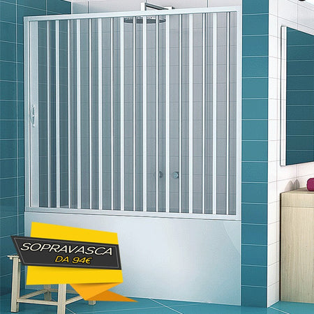 Sopra vasca a soffietto in pvc ad anta singola, apertura laterale