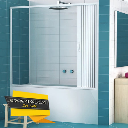 Sopra vasca a soffietto in pvc ad anta singola, apertura laterale