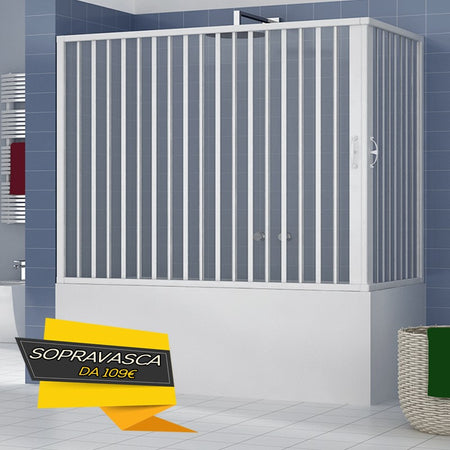 Box doccia in pvc Sopra Vasca a 2 ante apertura in angolo h150