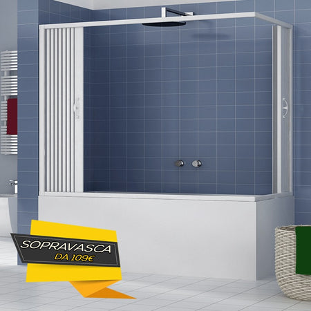 Box doccia in pvc Sopra Vasca a 2 ante apertura in angolo h150