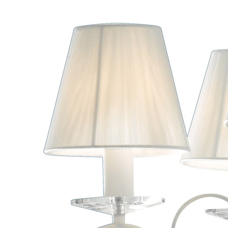 Lampadario a Sospensione Metallo Bianco Cristallo K9 paralumi Tessuto Bianco Classica E14
