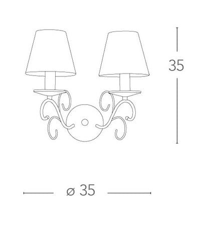 Applique Classica Bianca Metallo Cristallo K9 paralumi Tessuto Interno E14