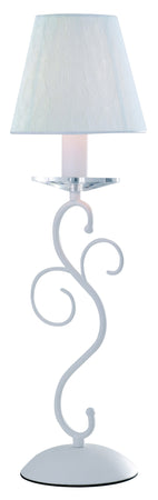 Lampada da Tavolo Cristallo K9 Metallo Bianco paralume Tessuto Bianco Classica E14