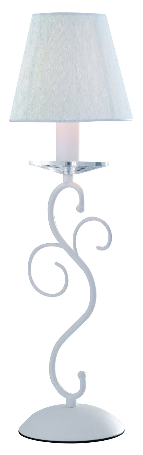 Lampada da Tavolo Cristallo K9 Metallo Bianco paralume Tessuto Bianco Classica E14
