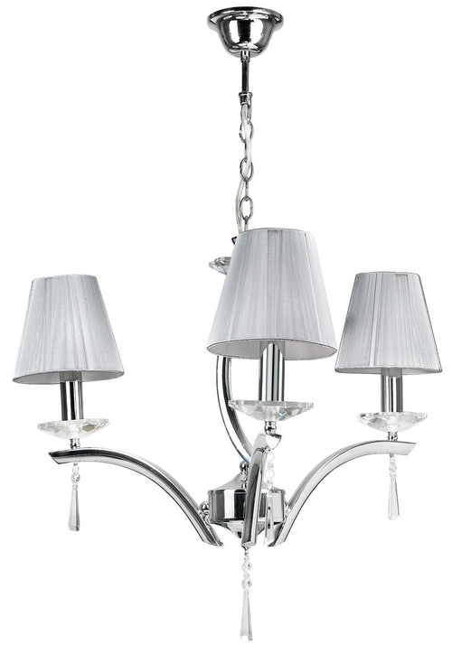 Lampadario Sospeso Metallo Cristalli K9 paralumi Tessuto Classico E14