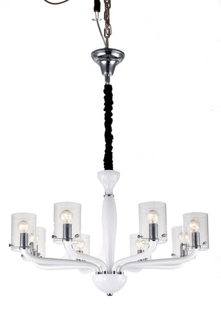 Lampadario a Sospensione Bianco Vetro Finiture Cromate Moderno E14