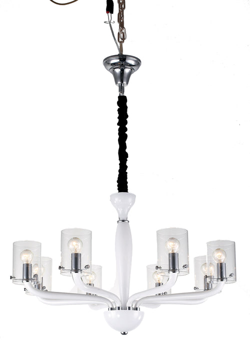 Lampadario a Sospensione Bianco Vetro Finiture Cromate Moderno E14