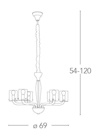 Lampadario Trasparente Moderno Vetro Finiture Cromate E14