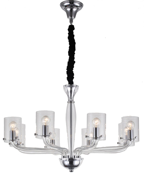 Lampadario Trasparente Moderno Vetro Finiture Cromate E14