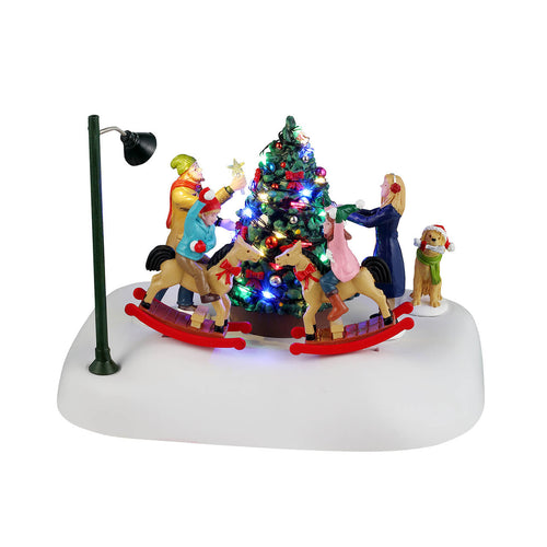 Scena animata per villaggio di Natale Rockin' Around The Christmas Tree in Resina