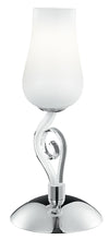 Lampada da Tavolo Classica Vetro Soffiato Bianco Trasparente Decoro Cromo E14