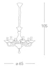 Lampadario a Sospensione Classico Pasta di Vetro Bianco Finiture Cromate E14