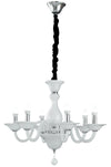 Lampadario a Sospensione Classico Pasta di Vetro Bianco Finiture Cromate E14