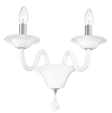 Applique Pasta di Vetro Bianca Finiture Cromate Lampada da Parete Classica E14