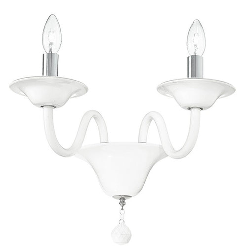 Applique Pasta di Vetro Bianca Finiture Cromate Lampada da Parete Classica E14