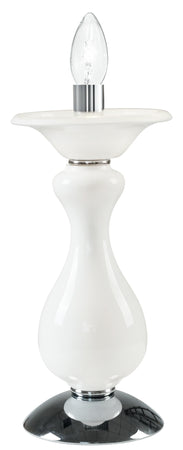 Lume Bianco Pasta di Vetro Finiture Cromate Lampada da Tavolo Classica E14