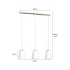 Lampadario 3 Luci Bolero Con Paralumi A Cono In Acciaio Bianco E Legno Naturale