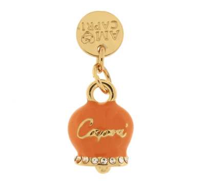 BYSIMON - Ciondolo in Metallo campanella portafortuna arancione con scritta Capri