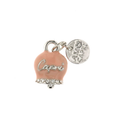BYSIMON - Ciondolo in Metallo campanella portafortuna rosa antico con scritta Capri