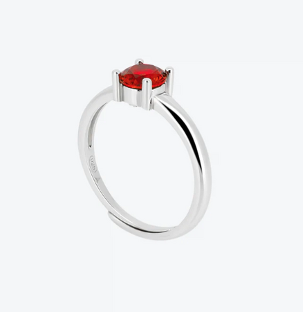 Anihma - ANELLO SOLITARIO ZIRCONE ROSSO