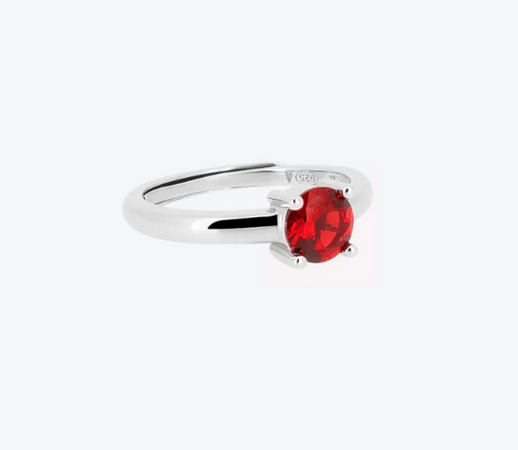 Anihma - ANELLO SOLITARIO ZIRCONE ROSSO