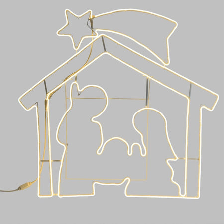Natività a led bifacciale decorazione natalizia effetto neon da esterno h 115 cm