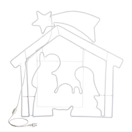 Natività a led bifacciale decorazione natalizia effetto neon da esterno h 115 cm