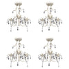 4 Pezzi Lampadario  con Pendenti in Cristallo Bianco Anticato Elegante