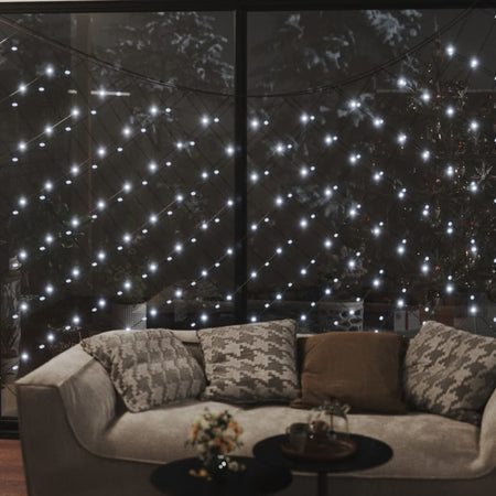Set Luci di Natale Rete Bianco Freddo 4x4m 544 LED Interni Esterni Con 8 Effetti Luce