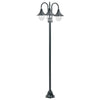 Lampione Luce da Giardino E27 220 cm Alluminio 3 Lampade Verde Scuro