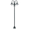Lampione Luce da Giardino E27 220 cm Alluminio 3 Lampade Verde Scuro