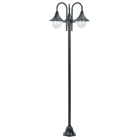 Lampione Luce da Giardino E27 220 cm Alluminio 3 Lampade Verde Scuro