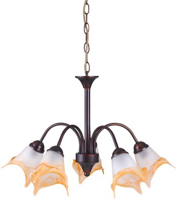 Lampadario classico con paralumi sfumati sull'arancio 40 watt E14