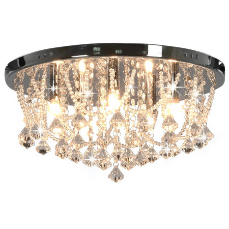 Lampadario Lampada Perle di Cristallo Argento Rotondo 4  Lampadine G9