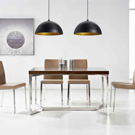 2x Lampadario Lampada a Sospensione 2 pz Altezza Regolabile Semisferica Nera