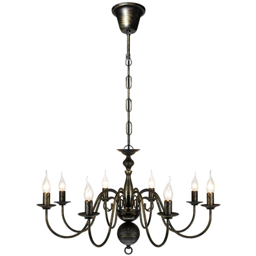 Lampadario a Soffitto Stile Antico Metallo Nero Lampadine 8 x E14