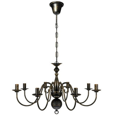 Lampadario a Soffitto Stile Antico Metallo Nero Lampadine 8 x E14