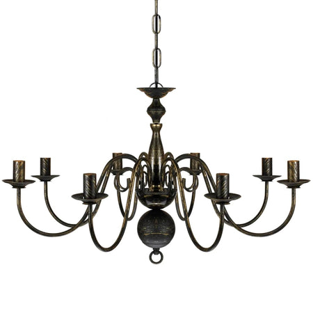 Lampadario a Soffitto Stile Antico Metallo Nero Lampadine 8 x E14