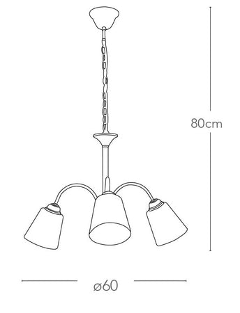 Lampadario sospeso dal design classico color nickel 40 watt E14