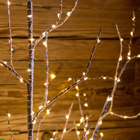 Albero luminoso neve natale natalizio led luce calda h 180 cm marrone microled